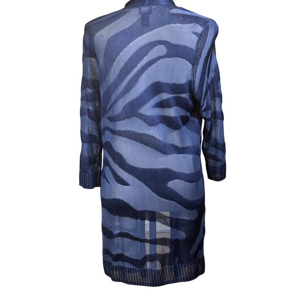 Chico's navy Travelers semi sheer cardigan, asymmetrical, summer layers, travel - Picture 3 of 6